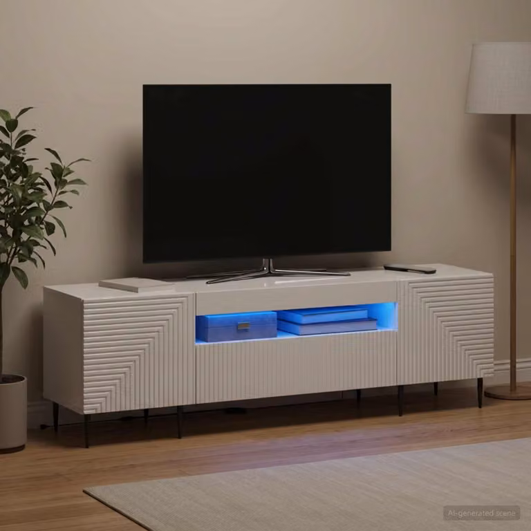 Mobile TV LED vidaXL HAARLEM Bianco Lucido L: 153 cm, P: 35 cm, H: 43 cm