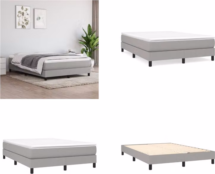 vidaXL Letto boxspring grigio chiaro 140x190 cm in tessuto - Letto boxspring - Boxspringbetten - Bett - Schlafzimmermöbel