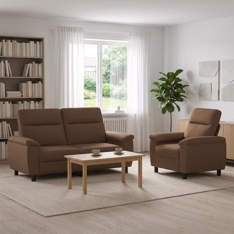 Set di 2 divani moderni vidaXL in tessuto marrone con struttura in metallo per il tuo soggiorno