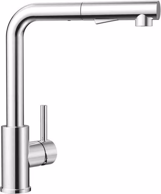 Uscibile rubinetto cucina, rubinetto cucina ad alta pressione con doccia, rubinetto cucina misto con 2 modalità di spruzzo, rubinetto da lavabo un-tasto in acciaio inox lucidato, 360° girevole, cromato