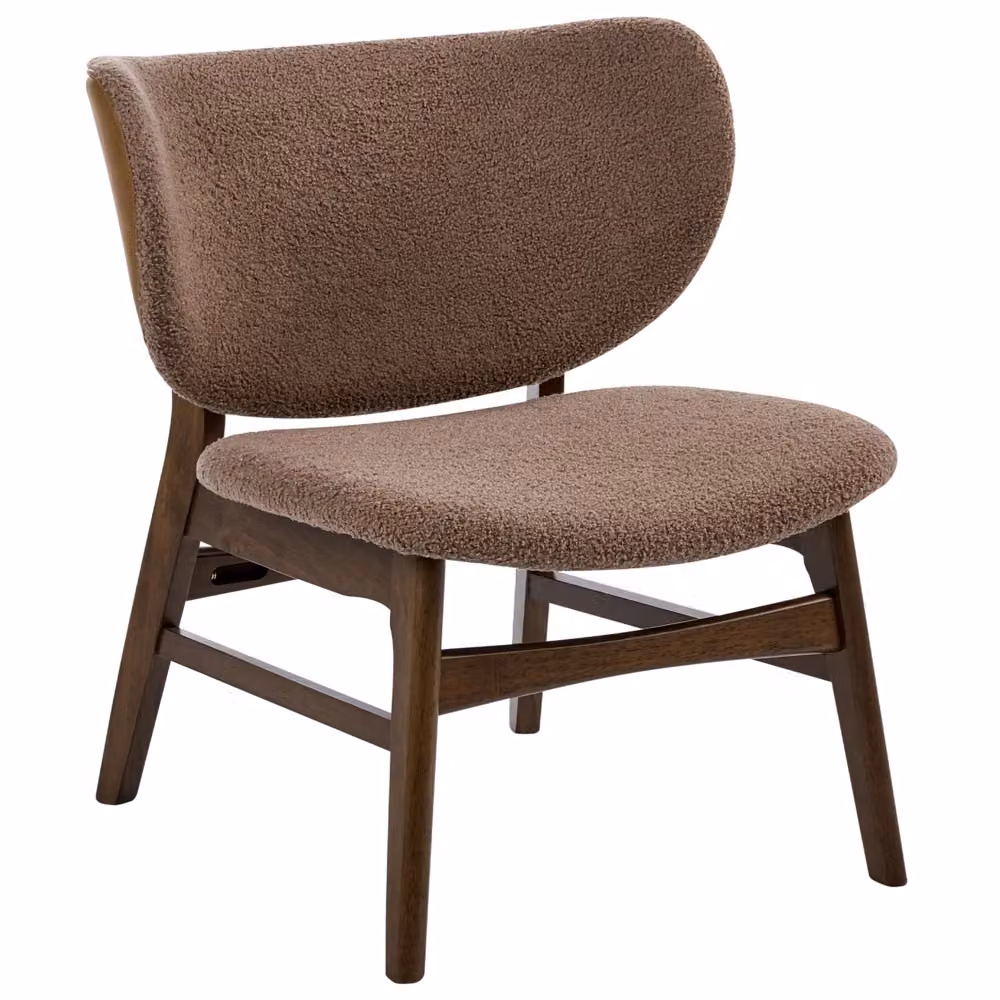 Sedia da pranzo Beliani in tessuto bouclé marrone e beige con gambe in legno di gomma oliato, stile classico per cucina e sala da pranzo – 2