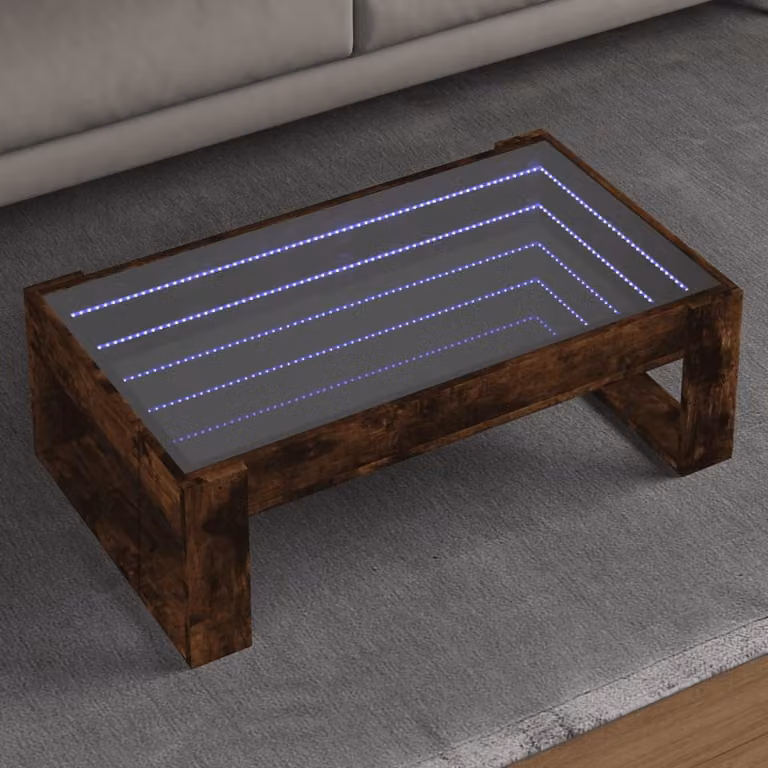 vidaXL Tavolino da Salotto con LED Infinity in Rovere Fumo, L 90 x P 53 x H 30 cm