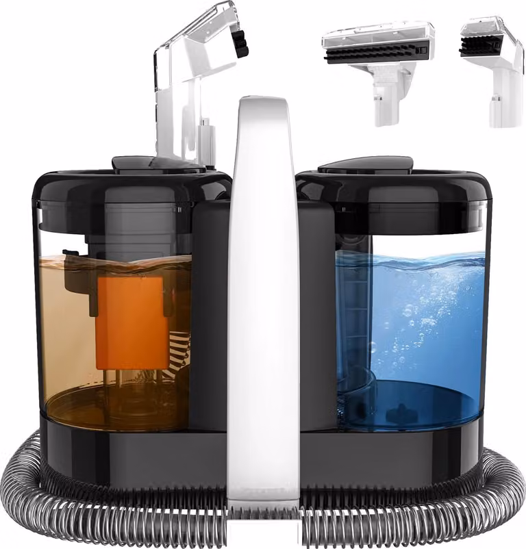 Pulitore per tappeti, elevata potenza di aspirazione, sistema a doppio serbatoio dell'acqua, nero, UE