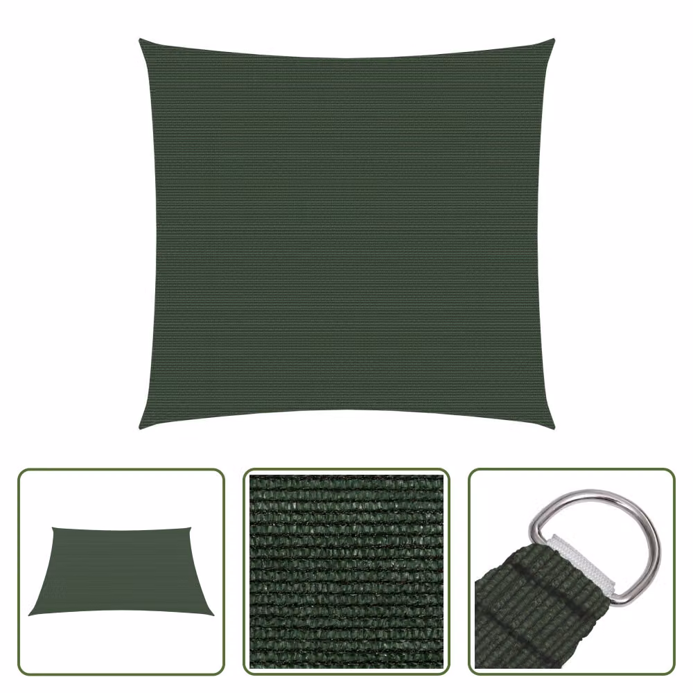 The Living Store Tenda da sole 160 g/m² Verde scuro 4x4 m HDPE