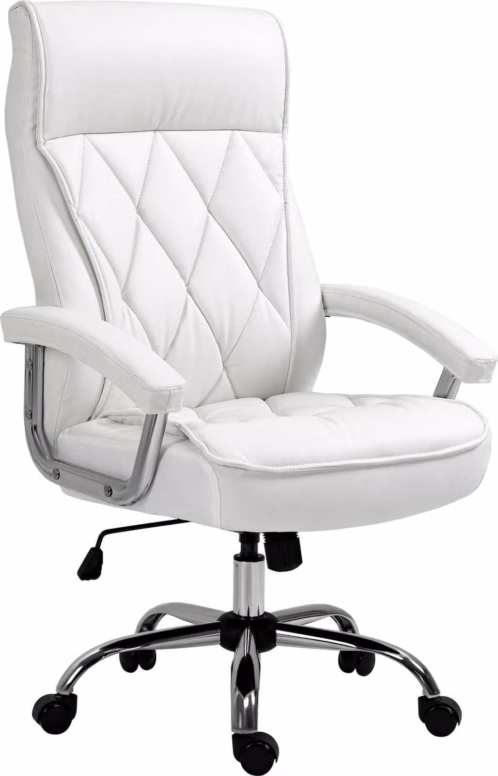 Sedia da ufficio in ecopelle bianca - Sedia girevole ergonomica - Capacità di carico: 120 kg - Con funzione oscillante - Adatta per adulti