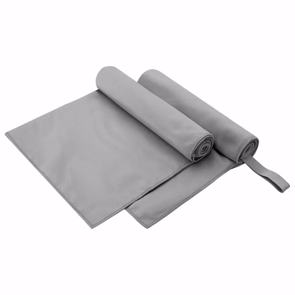 Set di 2 asciugamani sportivi vidaXL in microfibra, colore grigio, L: 100 cm, P: 50 cm