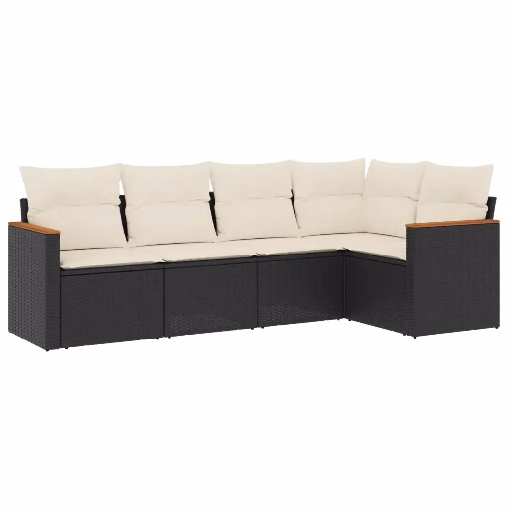 Set di divani da giardino vidaXL a forma di L in polyrattan nero con cuscini inclusi e coperture rimovibili – 2