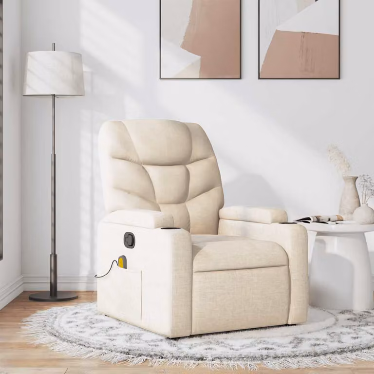 vidaXL Poltrona Relax Reclinabile Moderna in Tessuto Beige con Braccioli