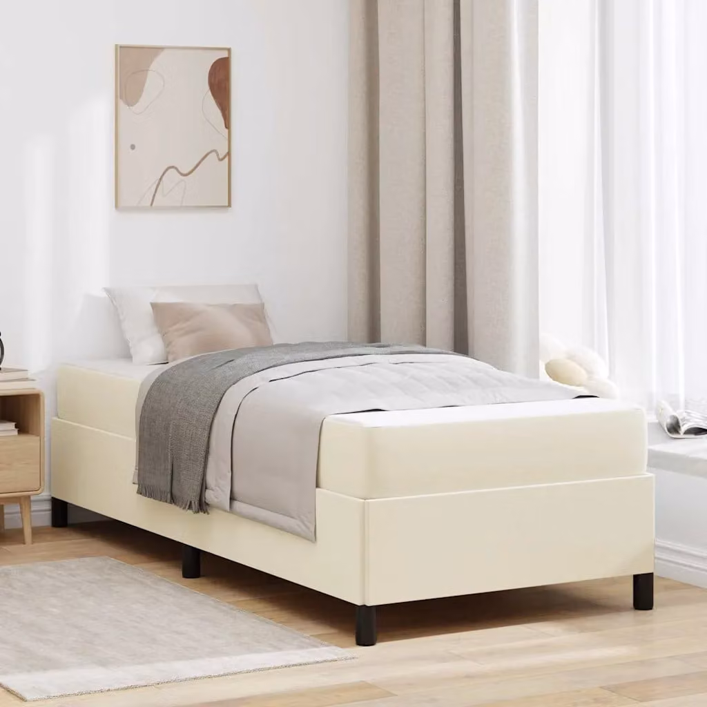 Letto con materasso vidaXL in tessuto beige L 90 cm x P 200 cm