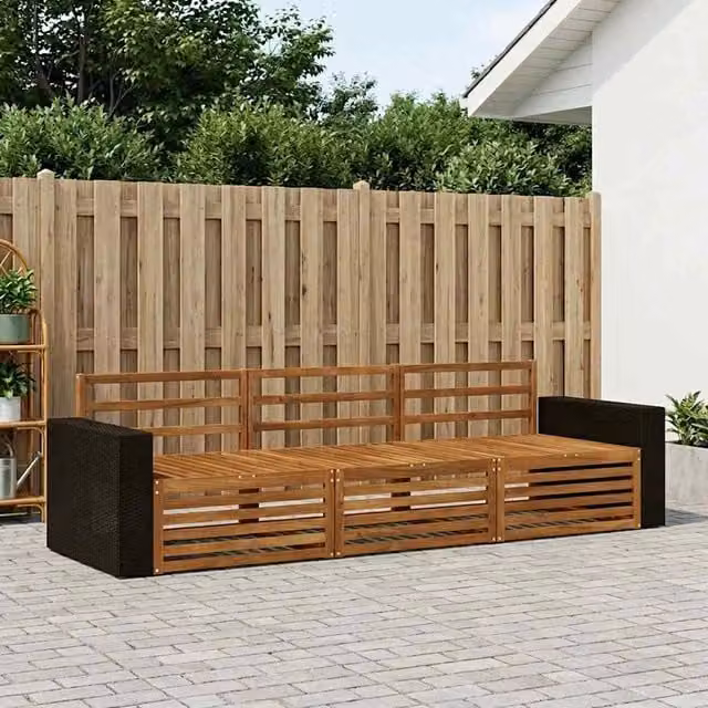 Set di divani da esterno 3 pz Naturale Legno di Acacia Massello 3382972