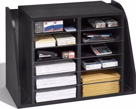 Organizer Verticale Portadocumenti VEVOR con 12 Scomparti in Truciolato, Raccoglitore da Scrivania per Ufficio e Studio, Nero