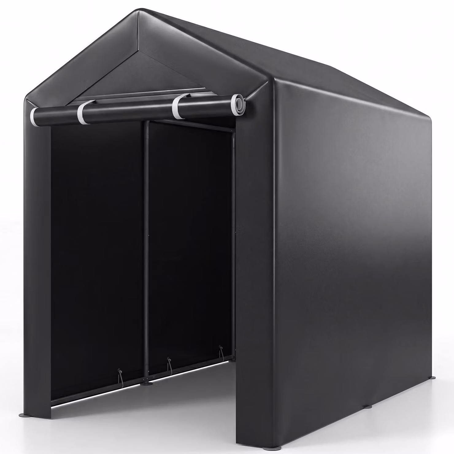 Capanno per attrezzi COSTWAY, tenda per garage con porta scorrevole e cerniera, struttura in metallo e tetto parasole, garage per biciclette resistente alle intemperie, capanno per attrezzi impermeabile