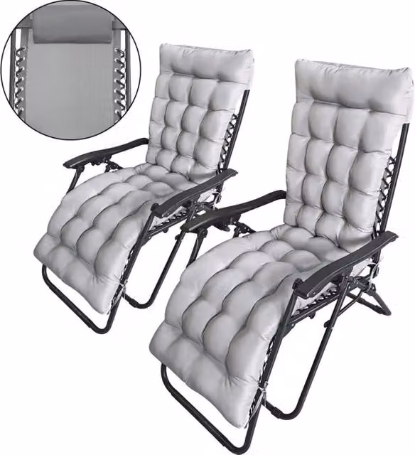 Set di 2 poltrone da giardino reclinabili a gravità zero Sintra con cuscino imbottito Habitat - Grigio – 1