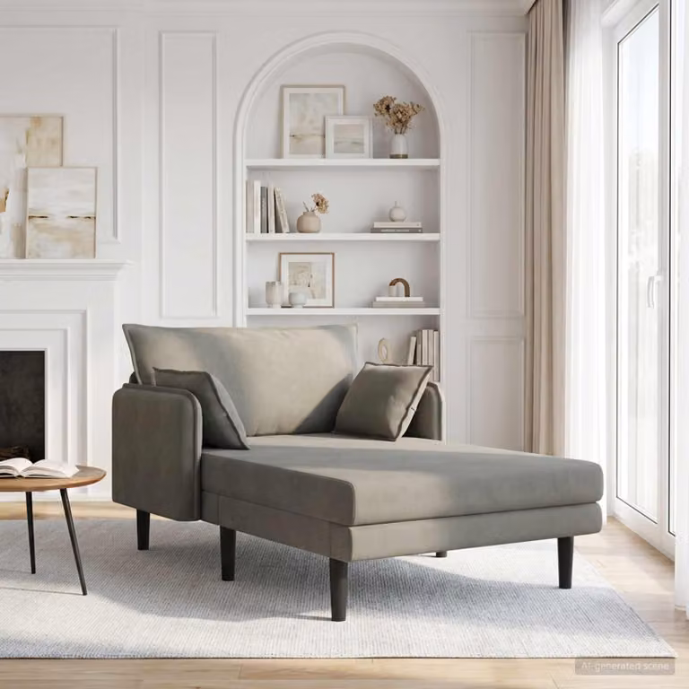 vidaXL Chaise longue oversize moderna in velluto a coste grigio chiaro con cuscini inclusi L/P/H: 173 x 114 x 86 cm