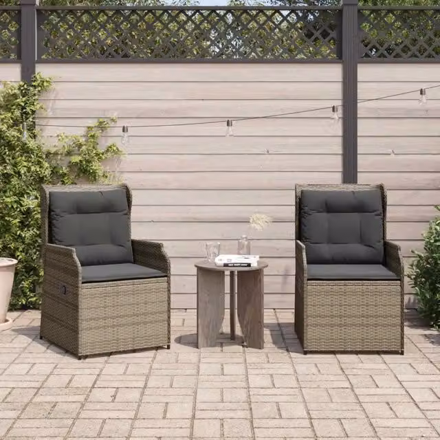 Panchina da giardino 2 pz Grigio polyrattan 3394487