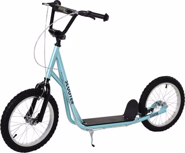 Monopattino per bambini Xylo con ruote in gomma, manubrio regolabile e freno, colore blu/turchese