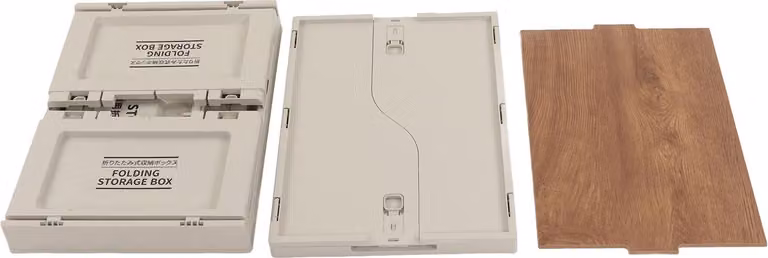 Contenitore pieghevole con coperchio in legno, 50 l, apertura multidirezionale, design con fibbia, contenitore pieghevole, sabbia calda, per il campeggio