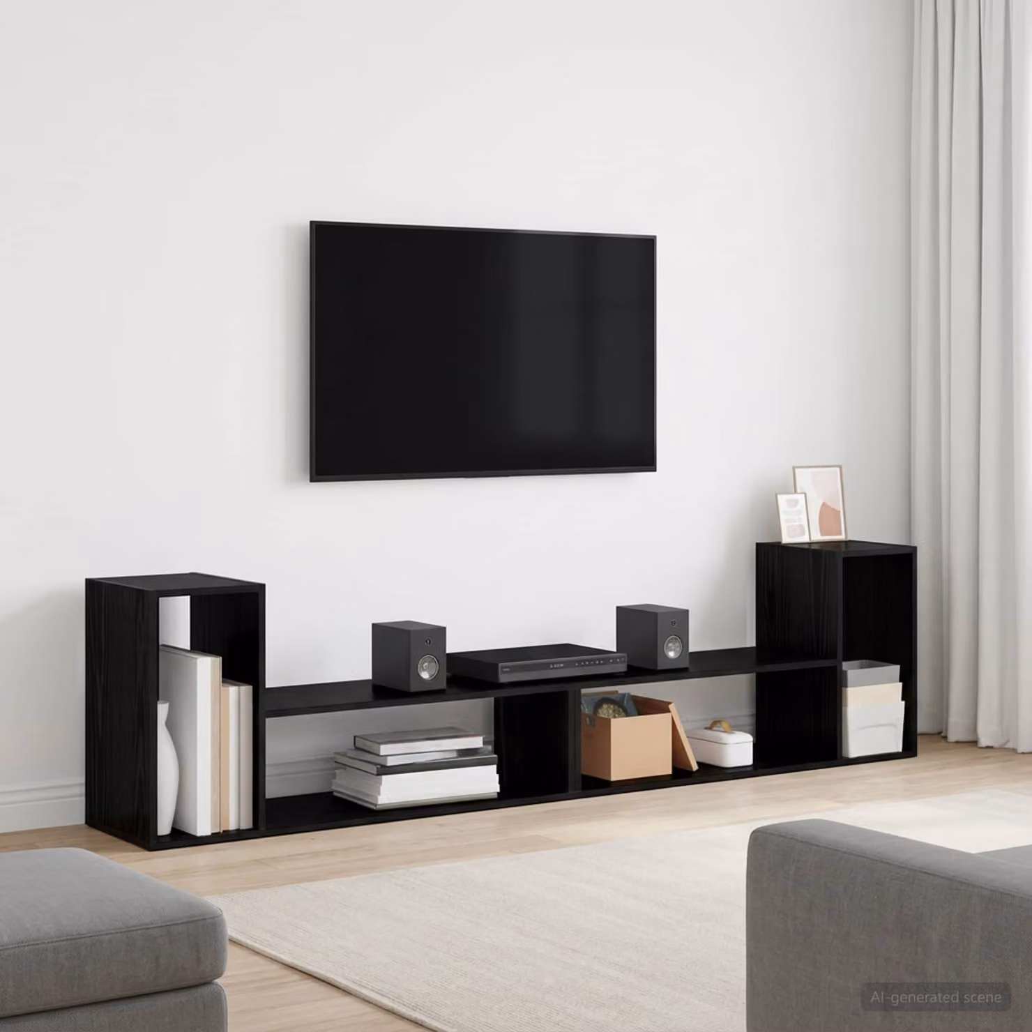 Mobile TV vidaXL in legno ingegnerizzato Rovere Nero, L 100 x P 30 x H 50 cm