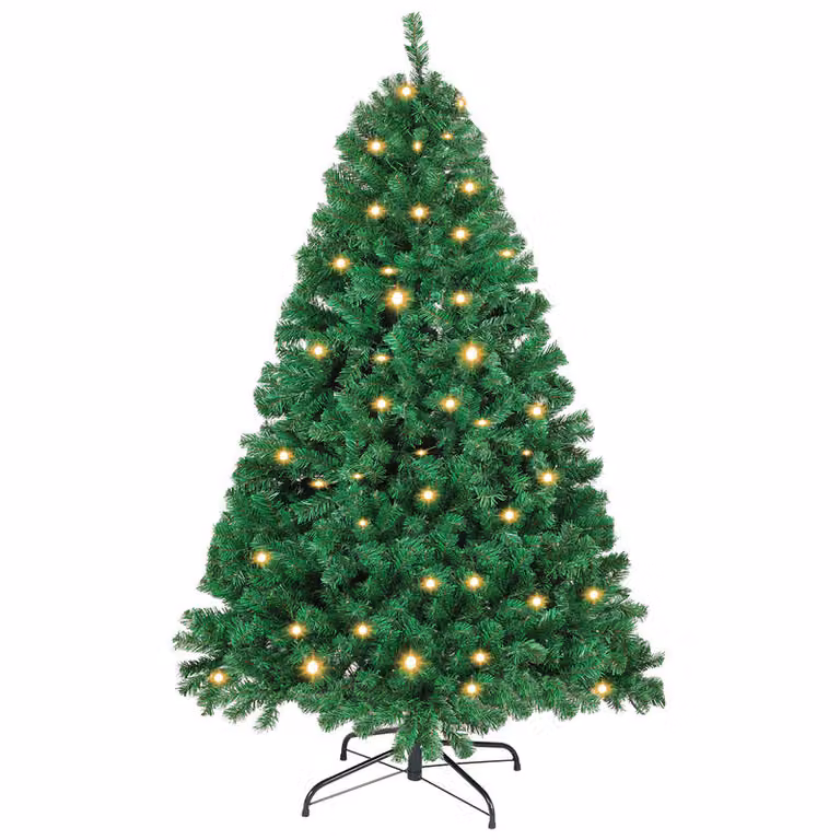 Jopassy Albero di Natale artificiale 120cm Albero di Natale artificiale con illuminazione Albero di Natale a LED per la decorazione di Natale