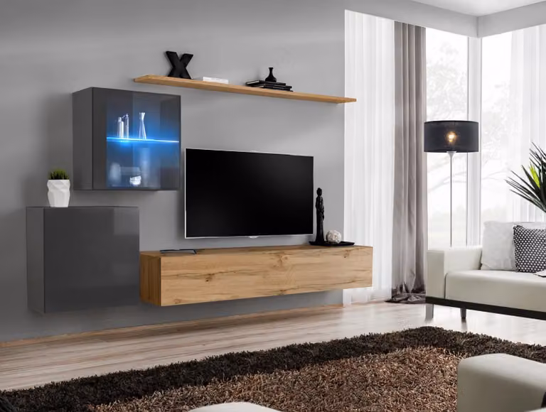 TV Ständer Luxus Designer Wohnzimmer Wand Regal Holz Modern Einrichtung