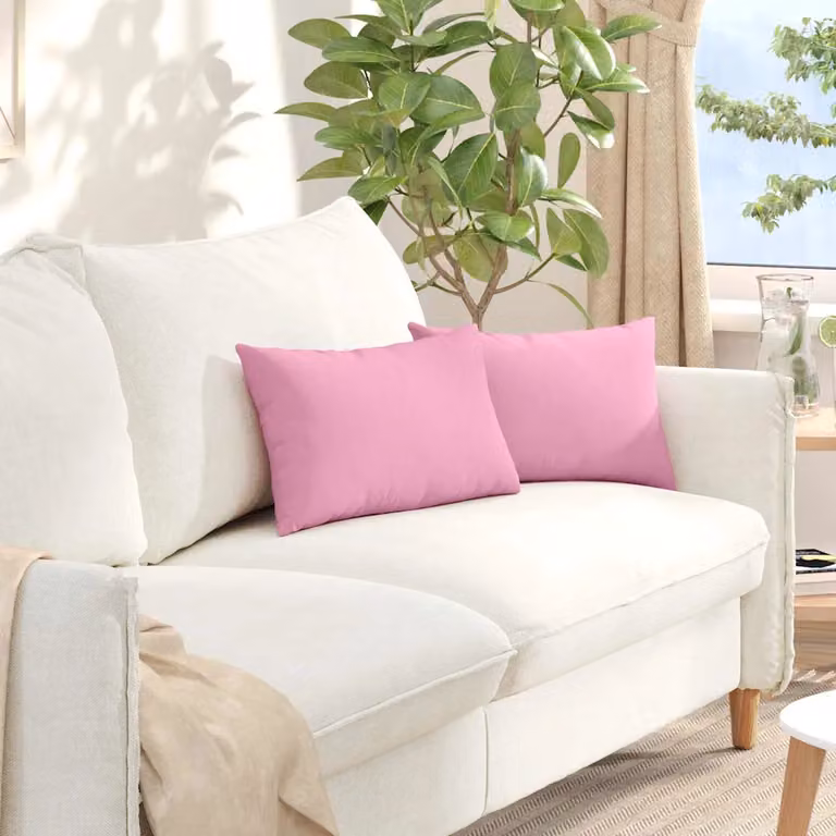 Set di 2 cuscini da divano vidaXL in tessuto rosa con rivestimento rimovibile, L 50 cm x P 30 cm