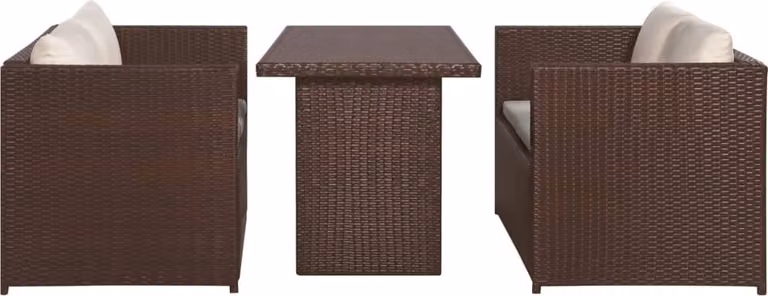 Set da Bistrot 3 pz con Cuscini in Polyrattan Marone