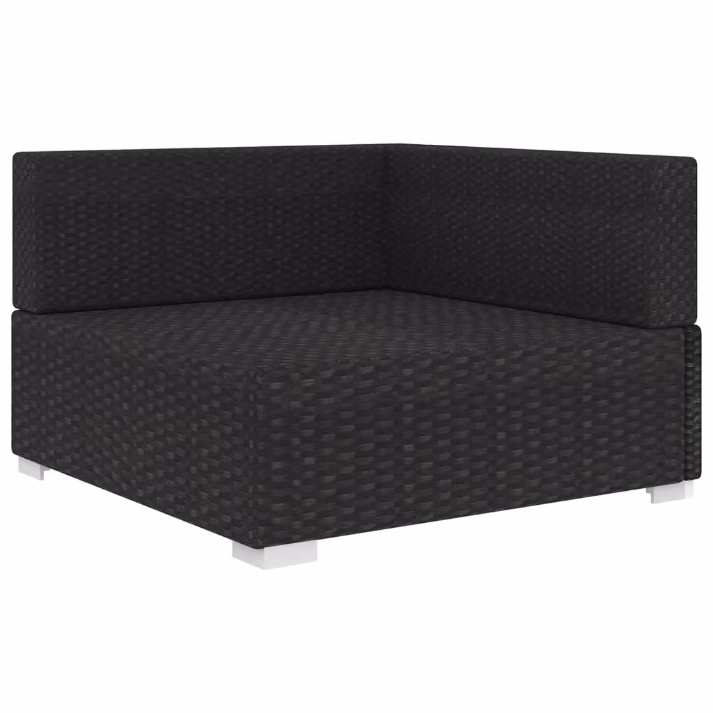 Poltrona Relax Modulare ad Angolo con Cuscini in Polyrattan e Metallo Nero per Giardino – 2