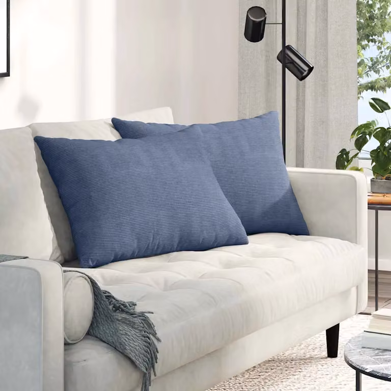 Set di 2 cuscini da divano vidaXL in tessuto di velluto a coste blu, L 70 cm x P 50 cm