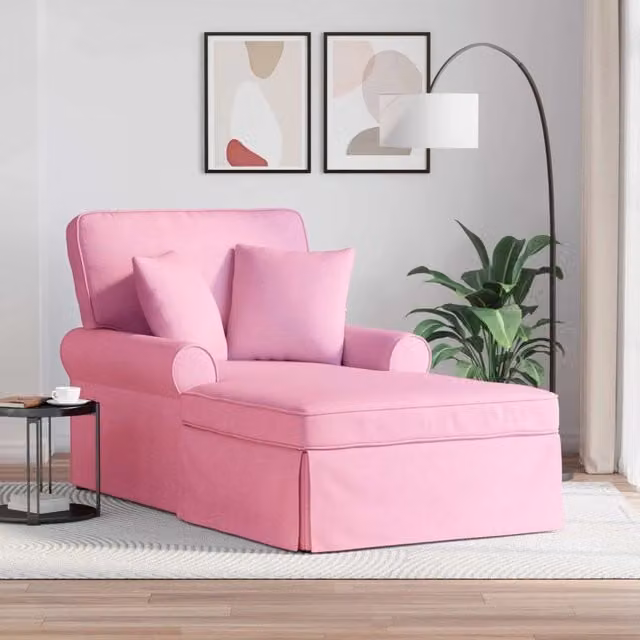 Chaise Longe Moderna vidaXL in Tessuto Rosa con Gonna e 3 Pezzi, L/P/H: 157 x 91 x 91 cm – 1
