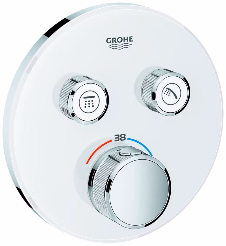 Grohe Grohtherm SmartControl Thermostat avec deux vannes d'arrêt, rosace murale ronde, blanc lune, 29151LS0, 29151LS0