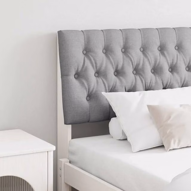 Testiera imbottita con cuscini vidaXL in pino massello, colore grigio chiaro, L: 180 cm