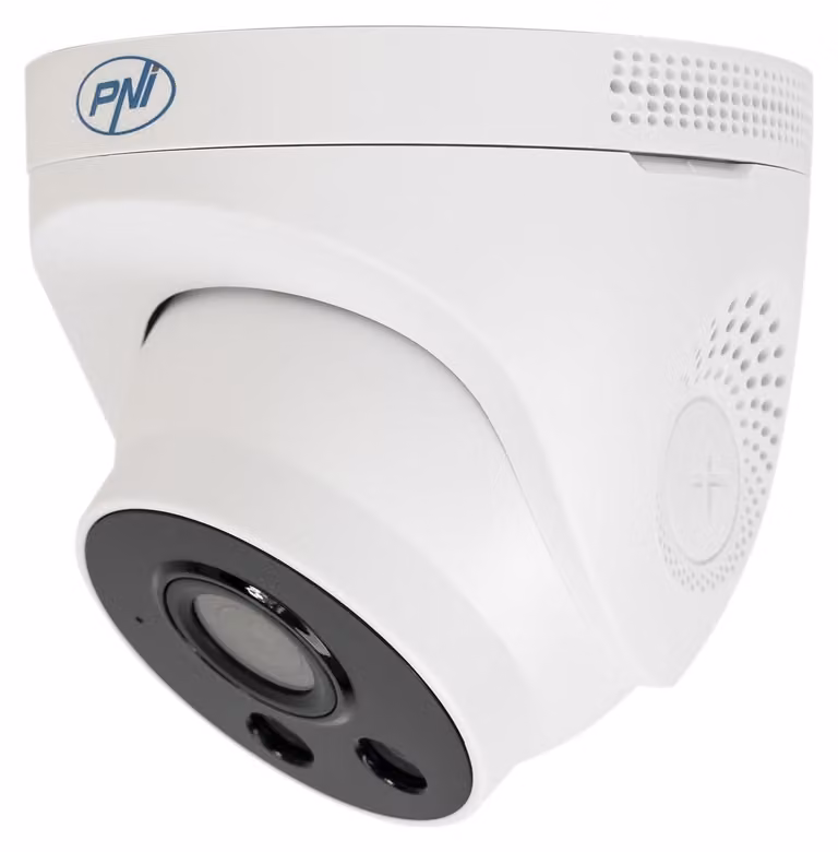 Telecamera IP di videosorveglianza PNI modello IP505J, risoluzione 5MP, dome, obiettivo 2,8 mm, per uso esterno