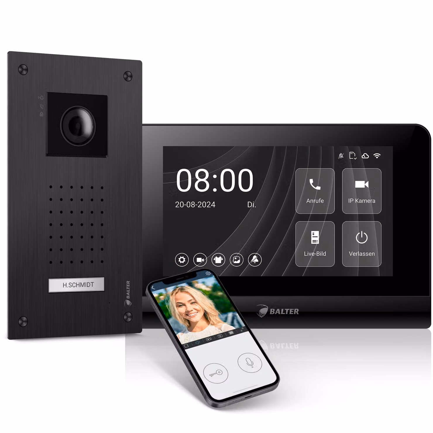 Videocitofono Entri L, per casa unifamiliare con monitor da 7 pollici, a 2 fili, da incasso, app per smartphone, telecamera Full HD, nero