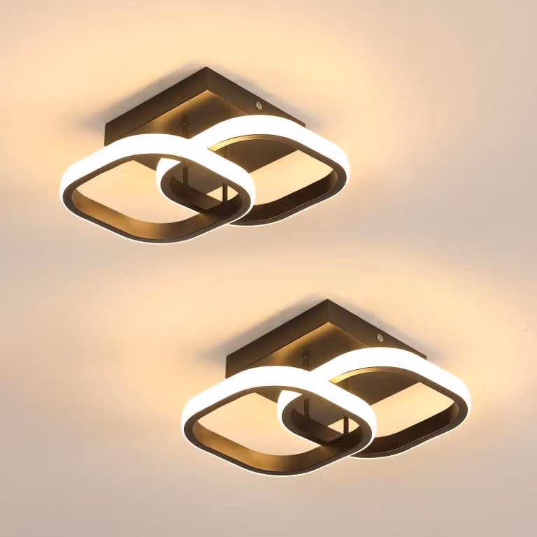 Mckalen, 2 lampade a soffitto LED, 22W, luce bianca calda 3000K, colore nero