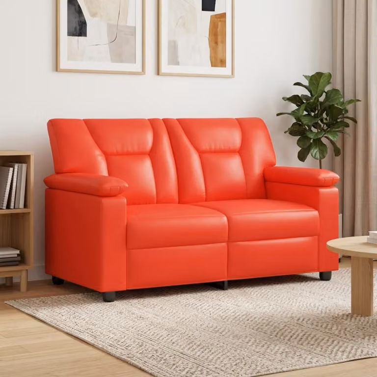 Divano moderno vidaXL in similpelle rosso con struttura in metallo per il tuo soggiorno L: 151 cm, P: 85 cm, H: 93 cm