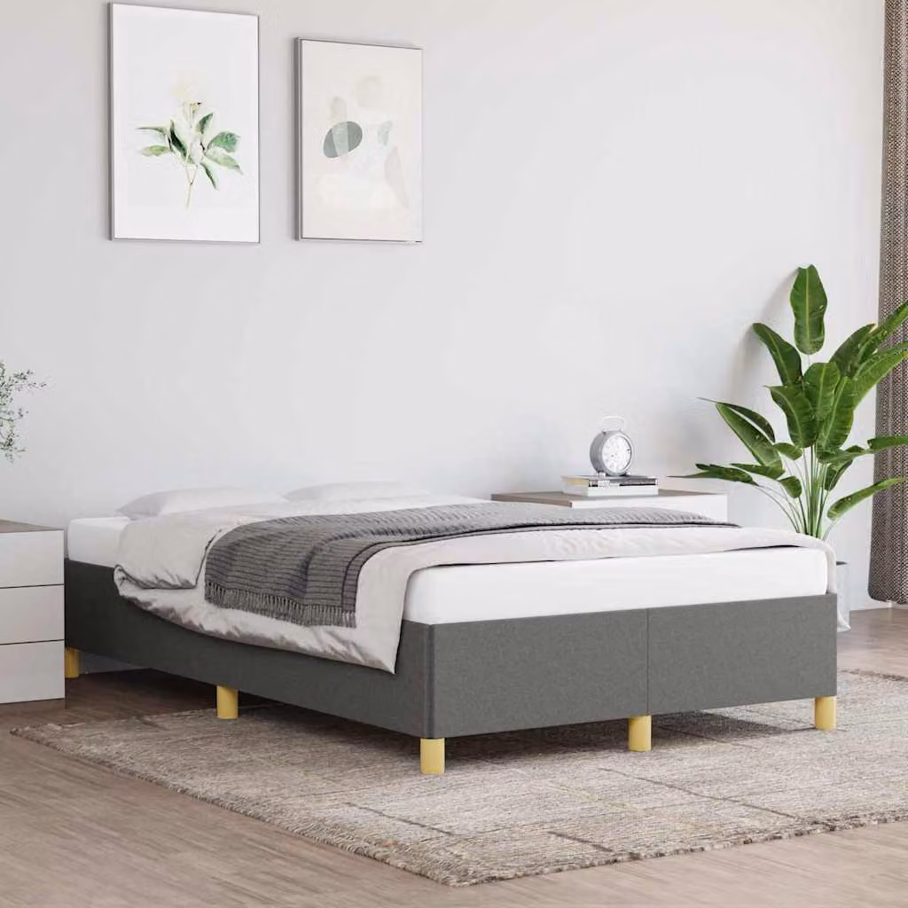 vidaXL Giroletto imbottito in tessuto grigio con doghe in legno L/P: 120 x 200 cm