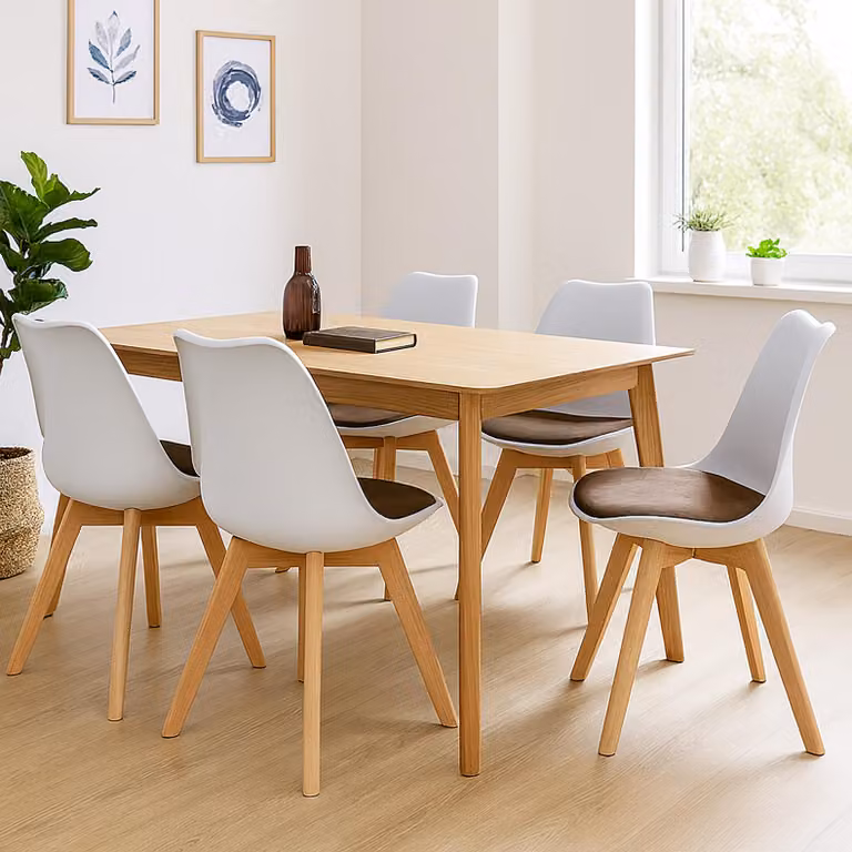 Set di 4 sedie da sala da pranzo in velluto Atlanta bianco/marrone