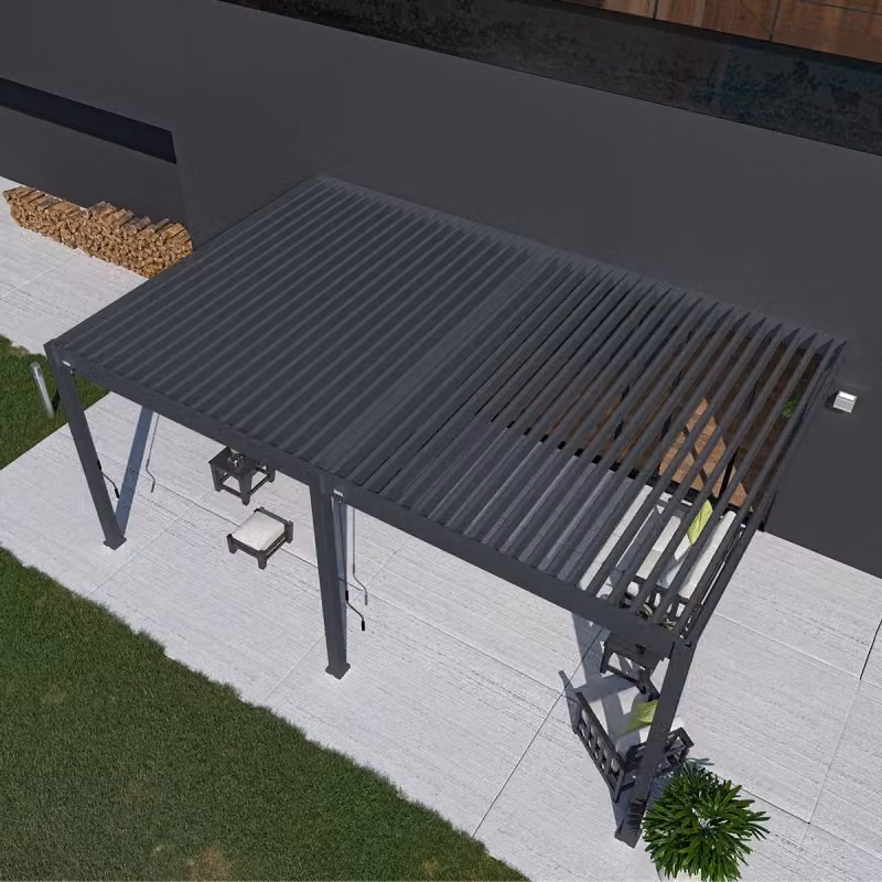 Pergola bioclimatica Ombrea VS addossata colore Antracite L: 6 m, P: 4 m – 2