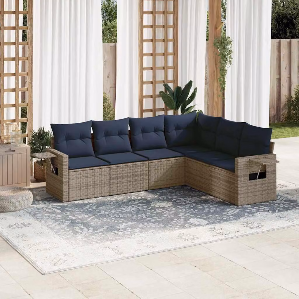 Maison Exclusive - Set di 6 divani da giardino con cuscini, grigio, polyrattan
