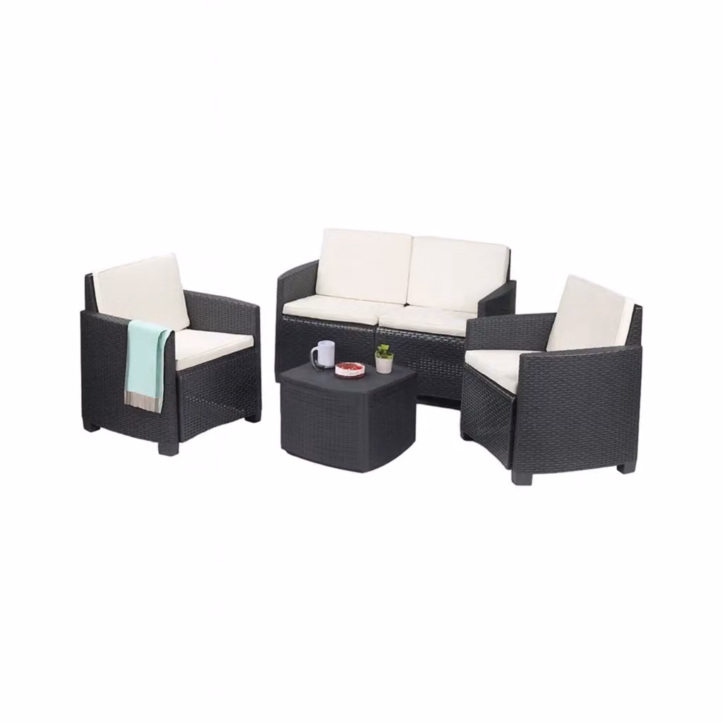 Set Salotto da Esterno Bacco DMORA composto da divano 2 posti, poltrona lounge e tavolino da caffè, colore Antracite – 2