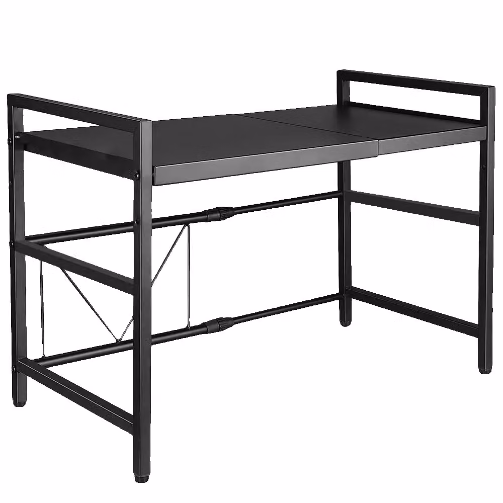 Ripiano per microonde, con 2 livelli, lunghezza regolabile, struttura in metallo resistente, colore nero, 2 livelli
