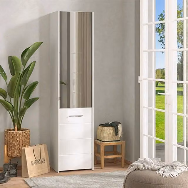 Mobile Portascarpe Scido, Scarpiera 8 Ripiani, 46.5x37.5x199h cm Bianco