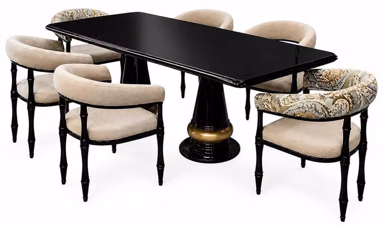 Tavolo da pranzo completo per sala da pranzo, con 6 sedie, in legno. Set 7 pezzi