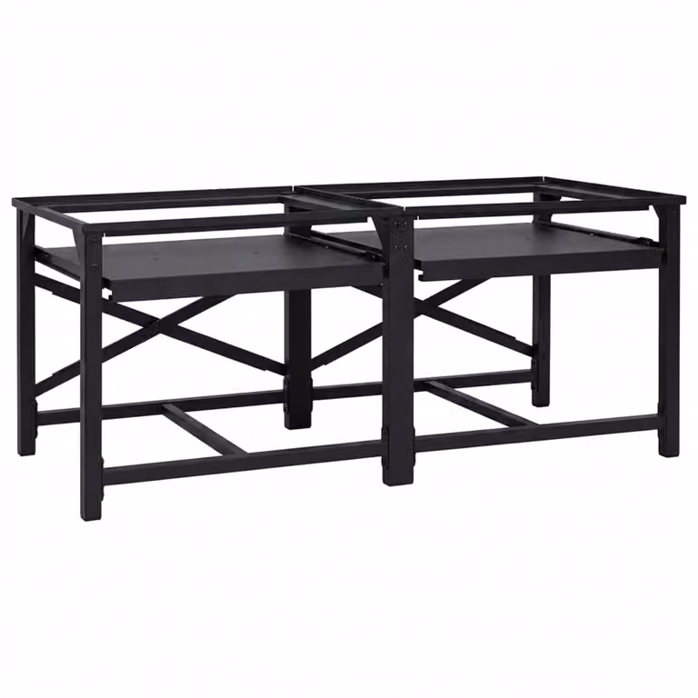 Set di 2 supporti per lavatrice vidaXL in acciaio nero L 120 cm x P 56 cm x H 52 cm