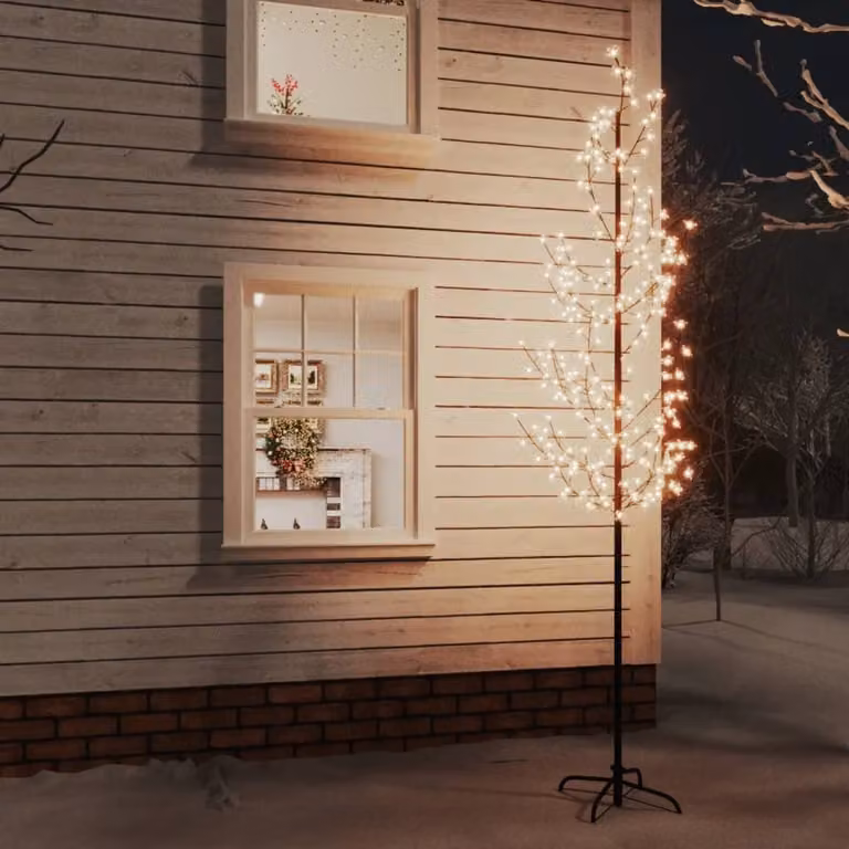 The Living Store Albero LED con fiori di ciliegio Bianco caldo 368 LED 300 cm