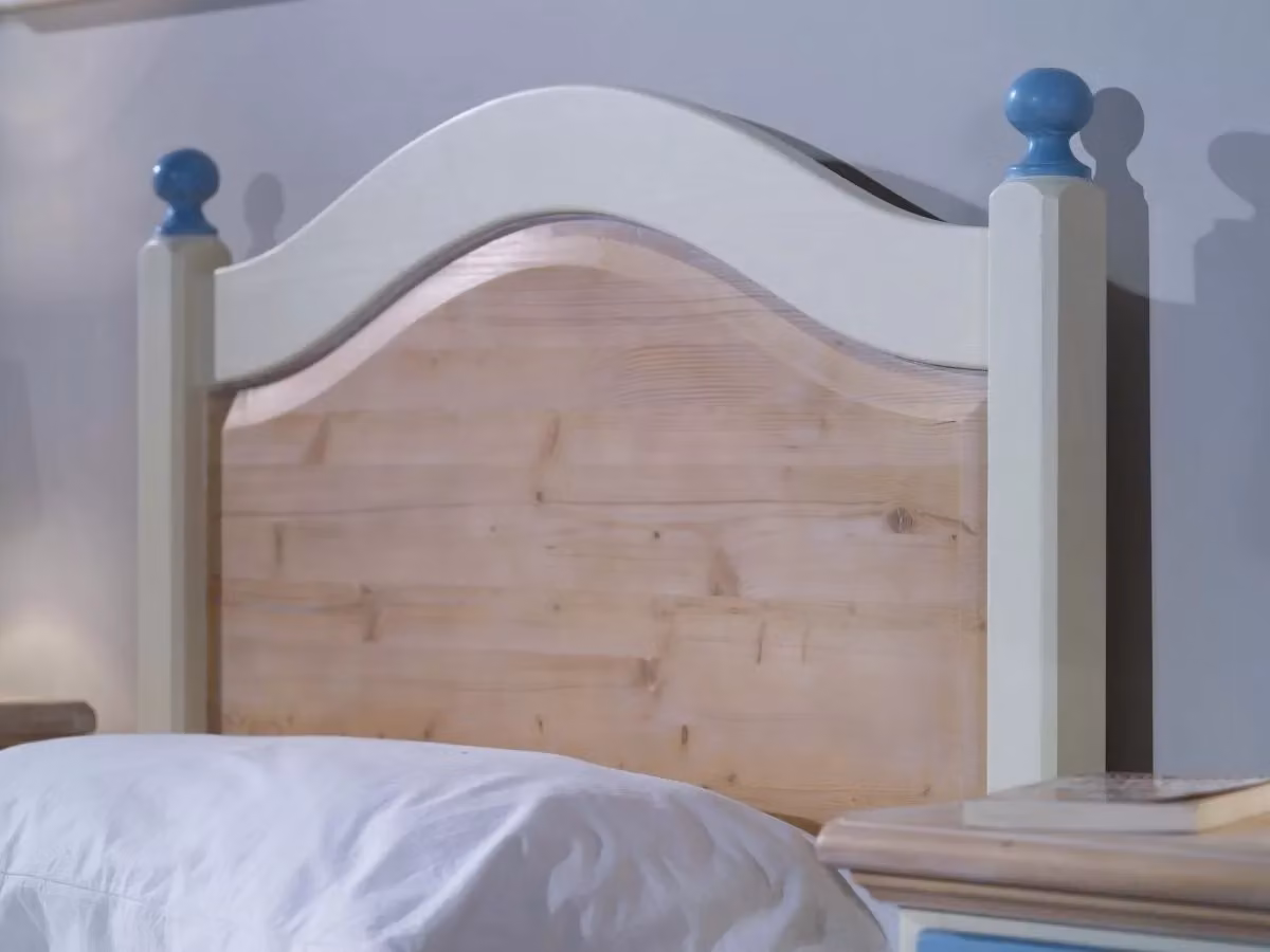 Letto singolo in legno di abete stile shabby chic azzurro e miele Mobili 2G L/P/H: 98 x 212 x 111 cm – 1
