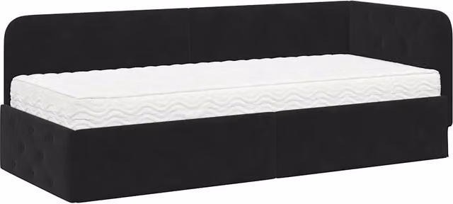 Letto singolo | Letto per adulti | Cornice del letto ad angolo Nero 80 x 200 cm Velluto