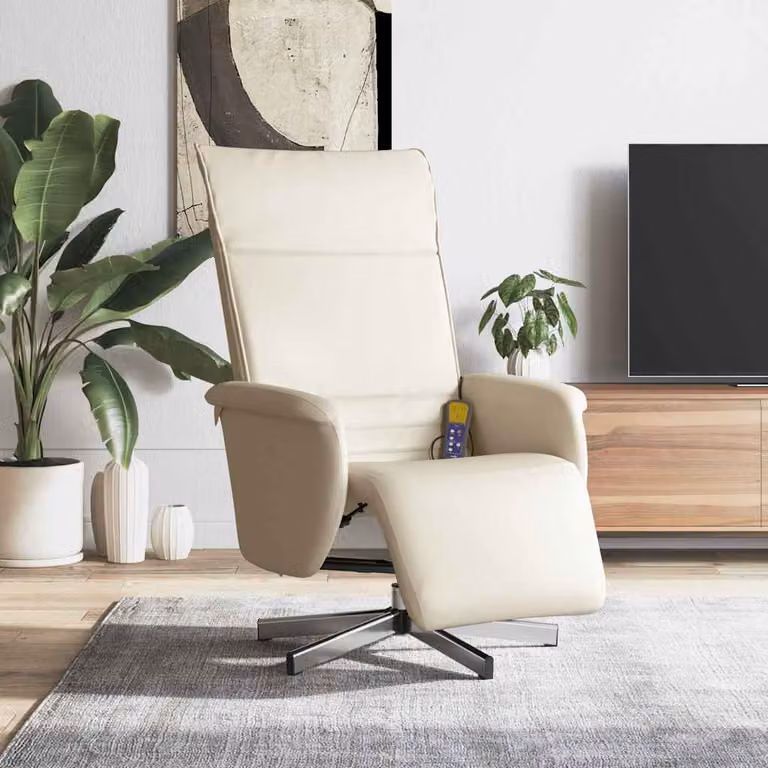 vidaXL Poltrona Reclinabile Relax con Poggiapiedi in Similpelle Beige