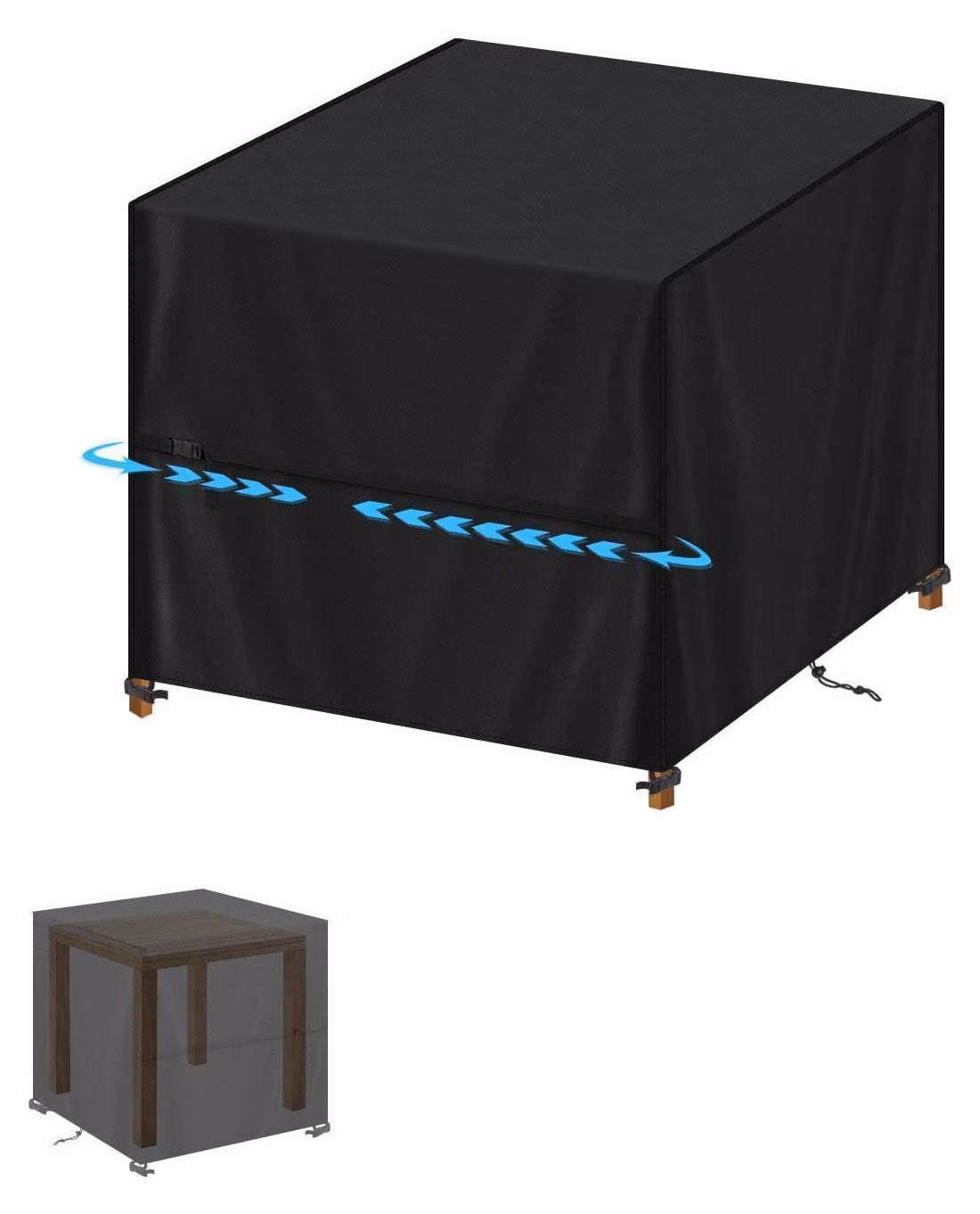 Copertura protettiva per mobili da giardino, 90x90x90 cm, impermeabile, resistente ai raggi UV, tessuto Oxford 420D, colore nero