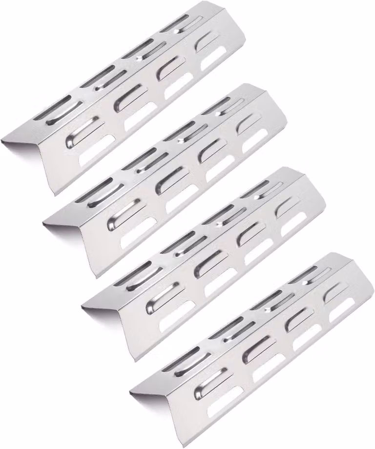 Piastre riscaldanti in acciaio inossidabile per barbecue a gas, confezione da 4, dimensioni 41 x 10 cm, per accessori da barbecue